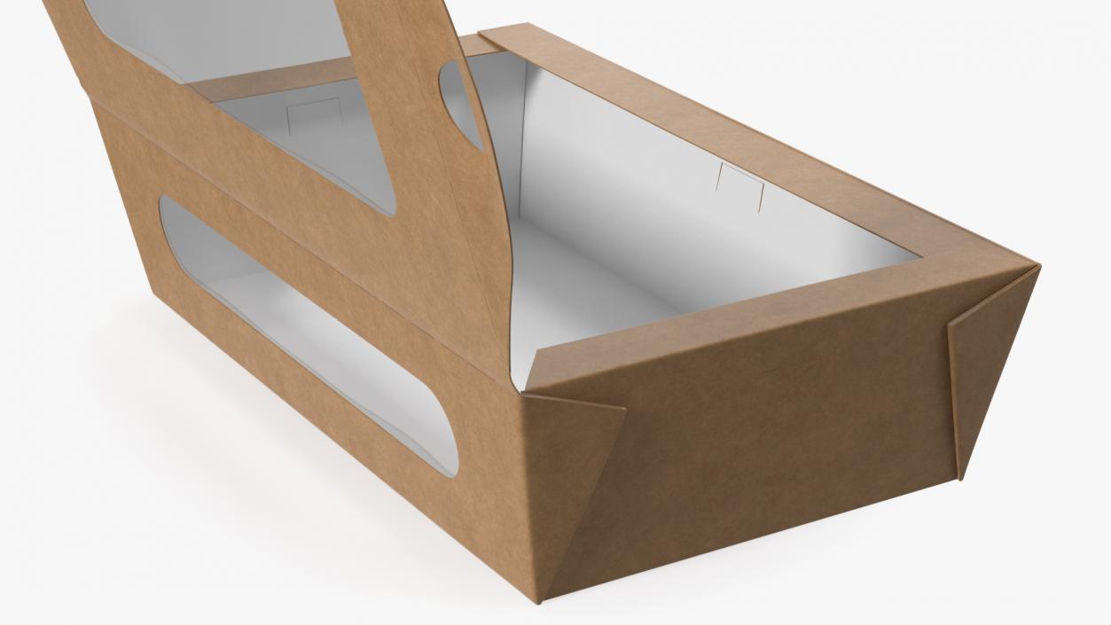 Opened Kraft Food Box with Window Set 3D