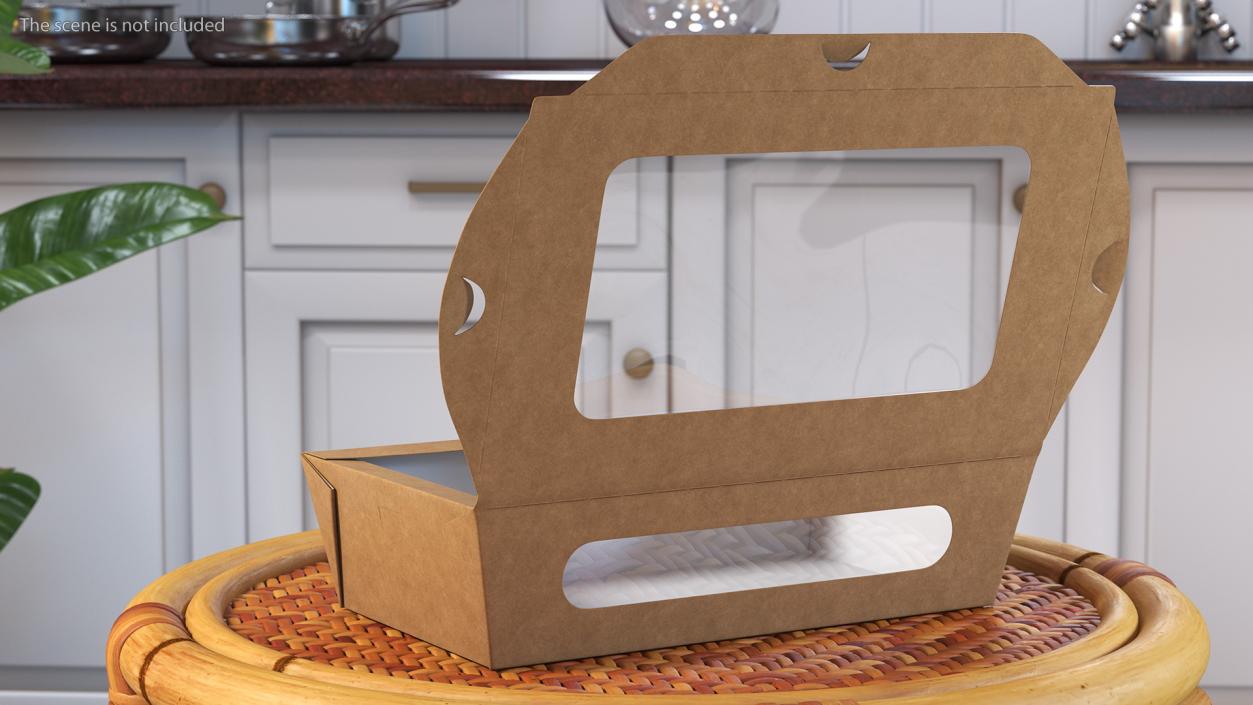 Opened Kraft Food Box with Window Set 3D