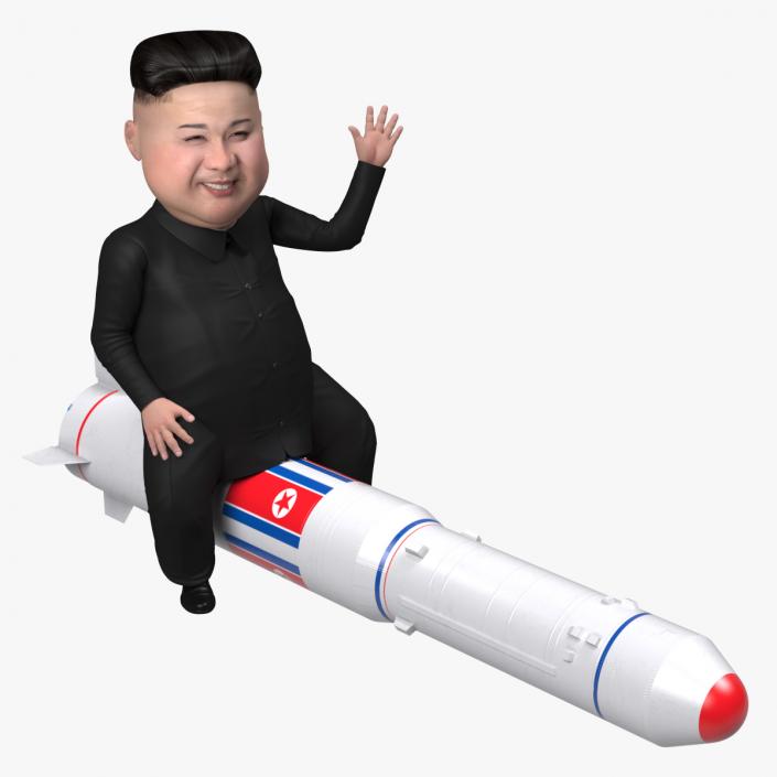 3D Cartoon Kim Jong Un on Missiles