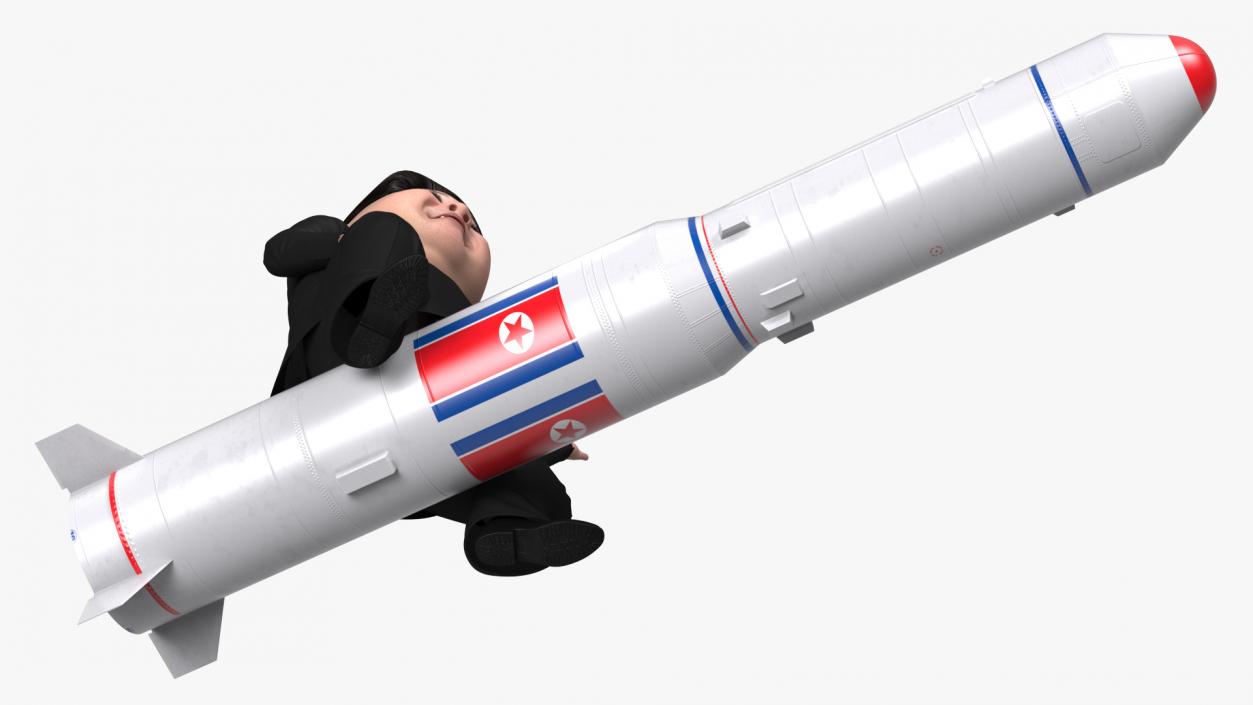 3D Cartoon Kim Jong Un on Missiles