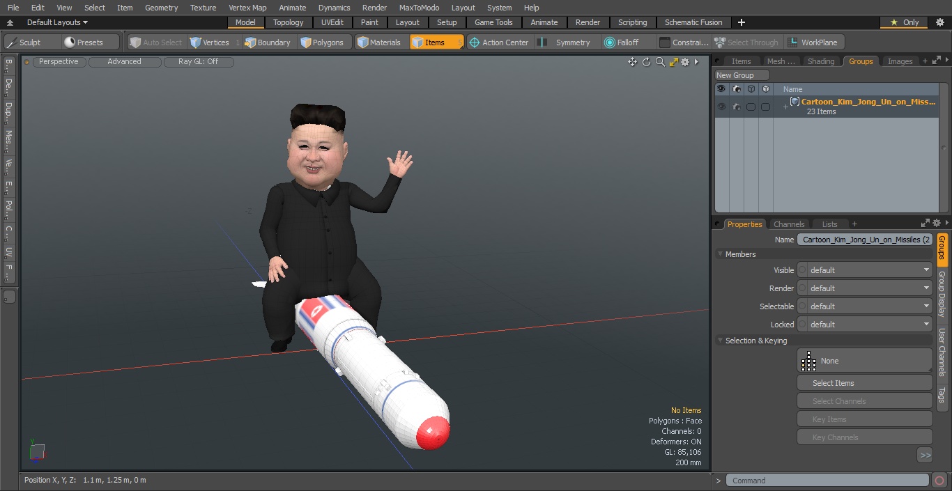 3D Cartoon Kim Jong Un on Missiles