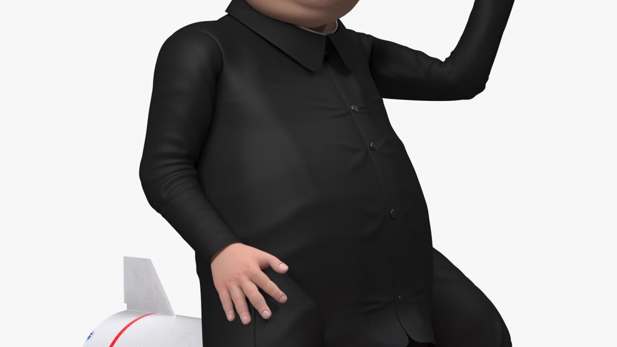 3D Cartoon Kim Jong Un on Missiles