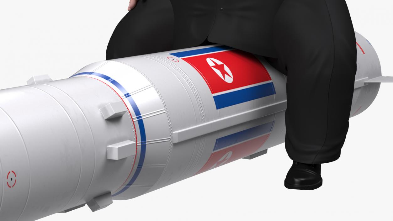 3D Cartoon Kim Jong Un on Missiles