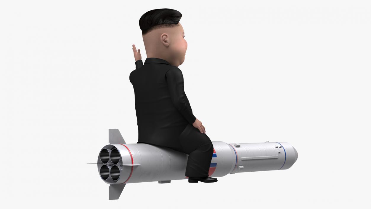 3D Cartoon Kim Jong Un on Missiles