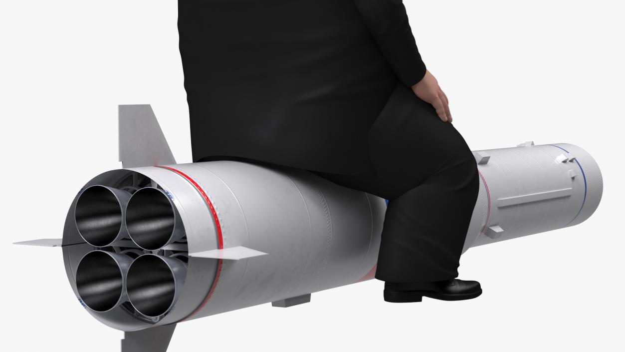 3D Cartoon Kim Jong Un on Missiles