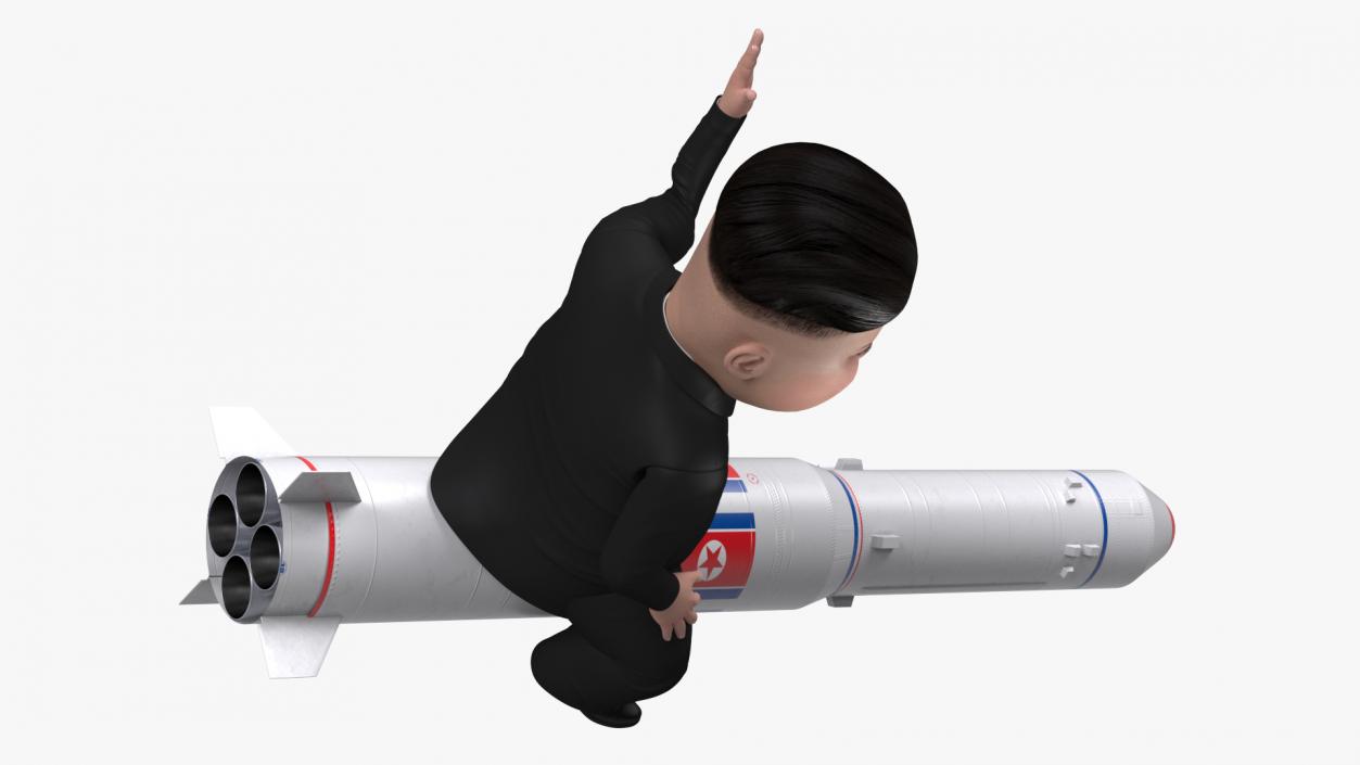 3D Cartoon Kim Jong Un on Missiles