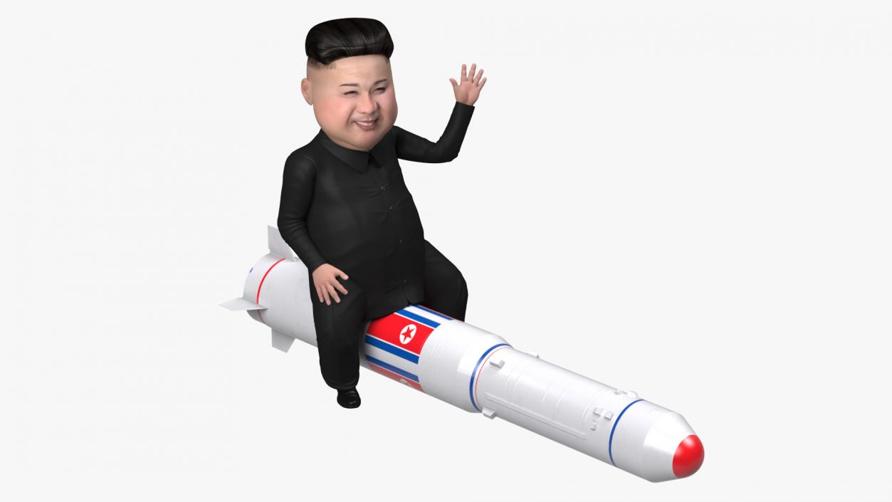 3D Cartoon Kim Jong Un on Missiles