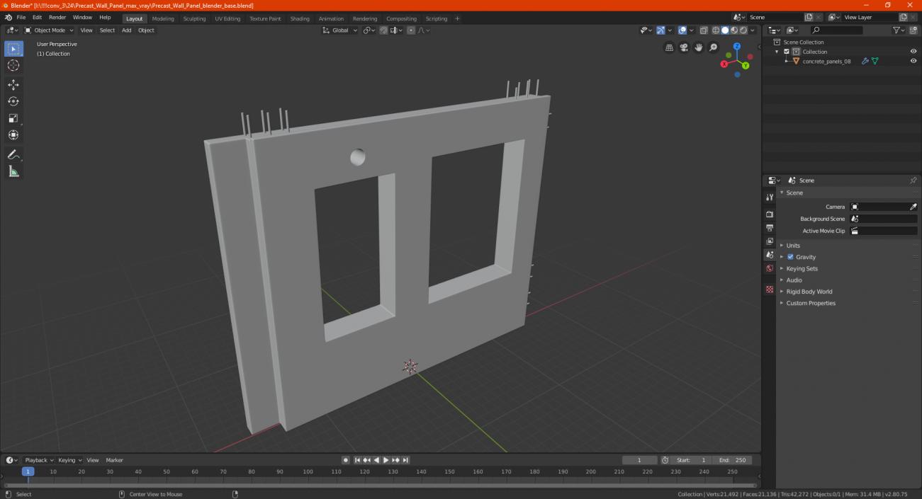 3D Precast Wall Panel model