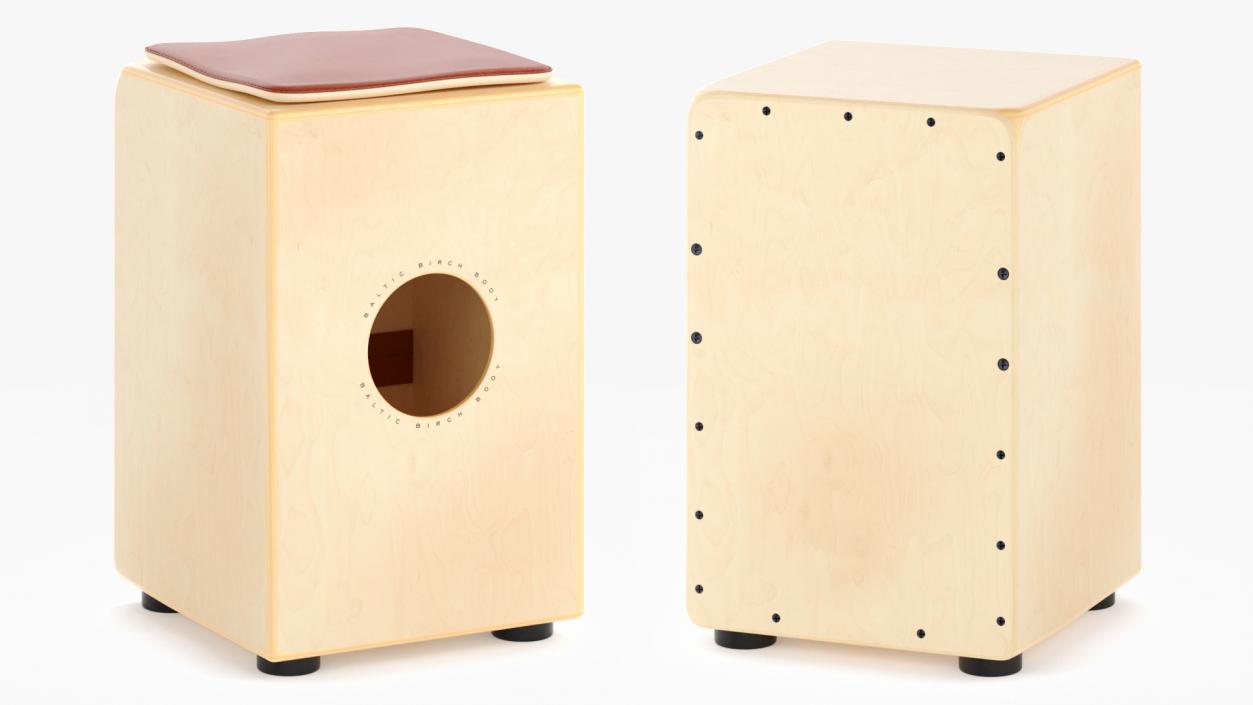 3D Traditional String Cajon Drum with Seat Pad model