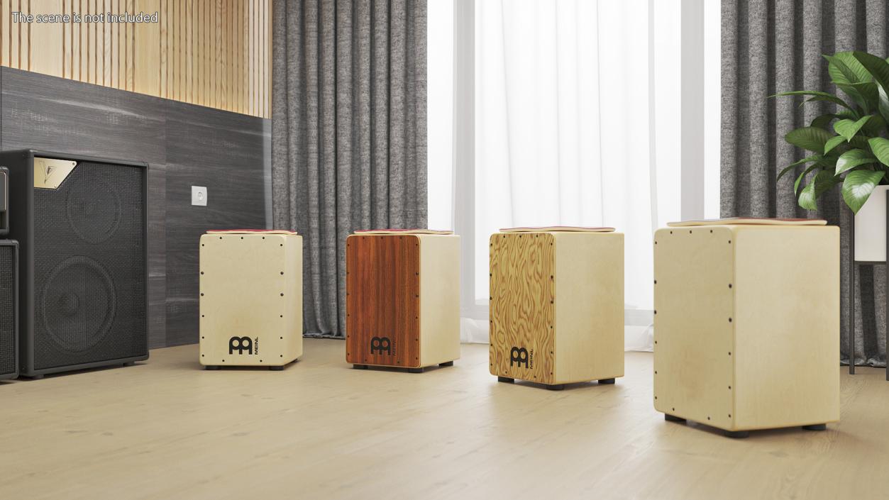 3D Traditional String Cajon Drum with Seat Pad model