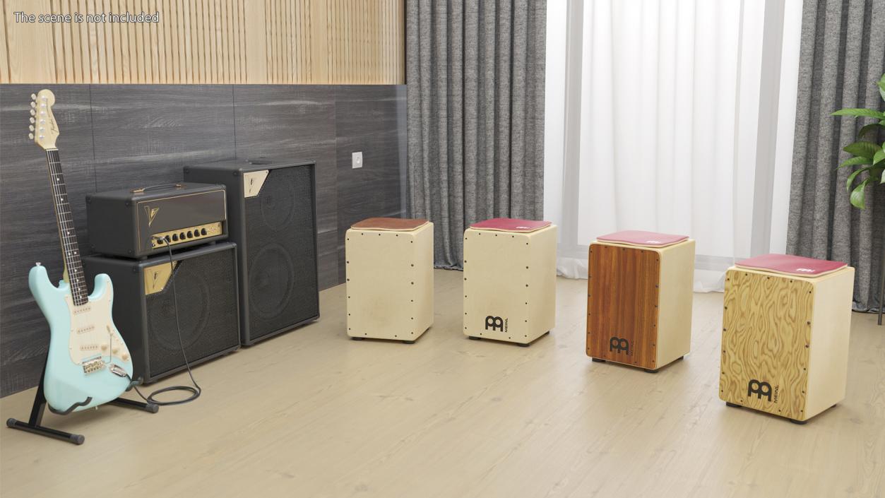 3D Traditional String Cajon Drum with Seat Pad model