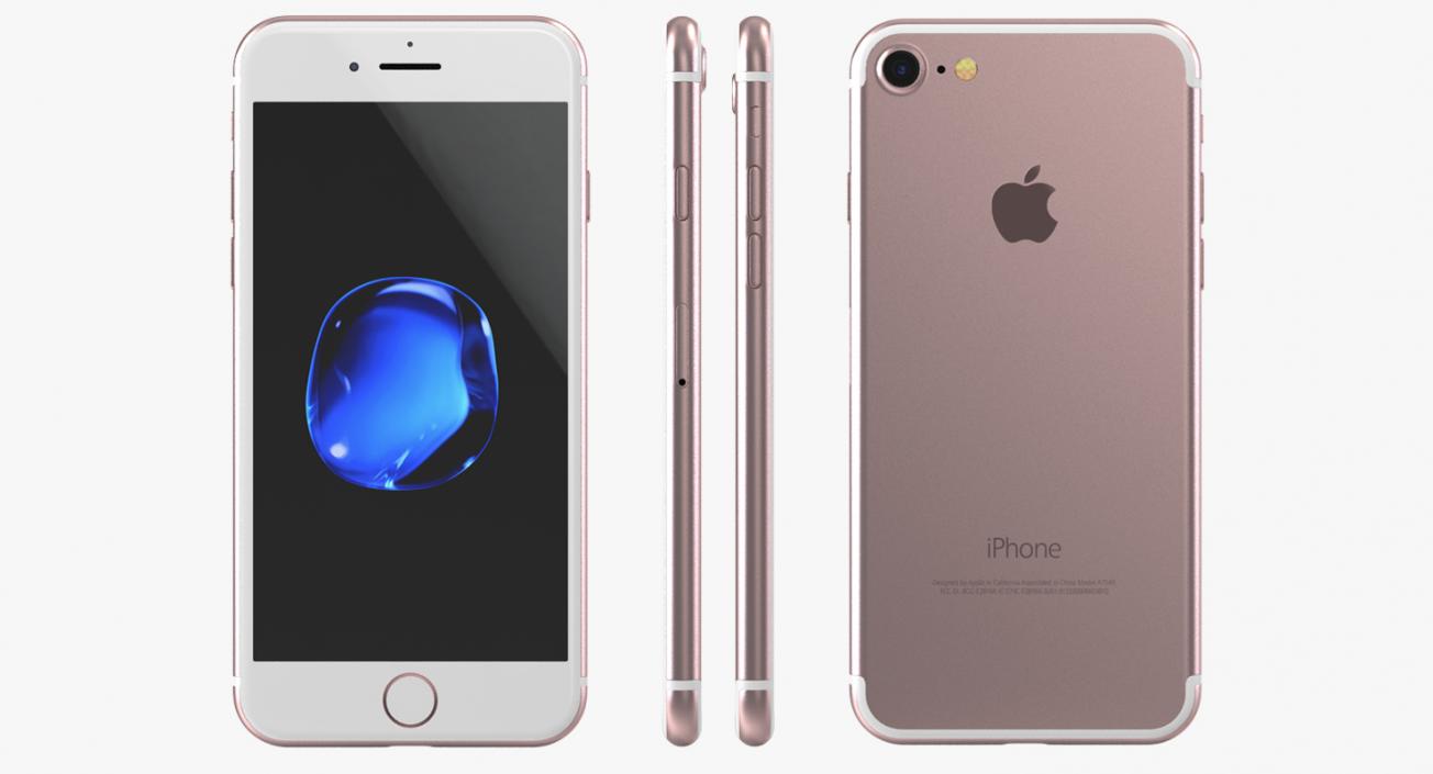 3D IPhone 7 Rose Gold model