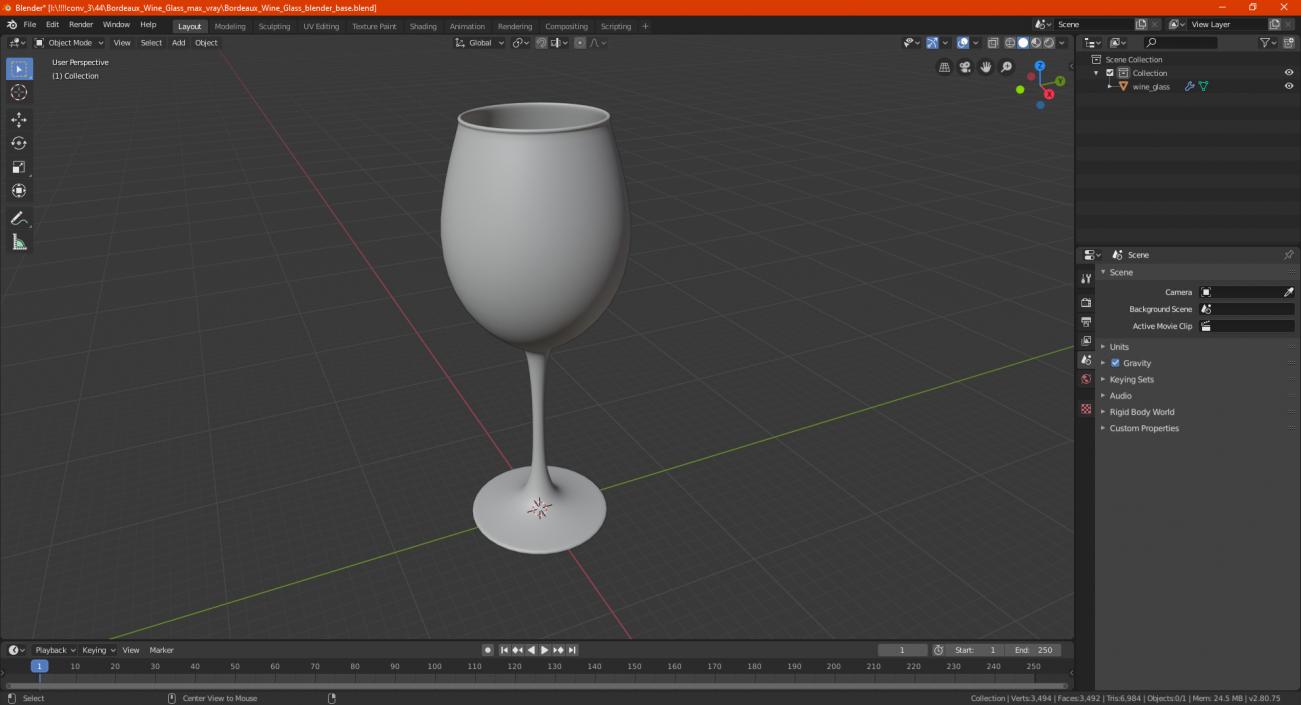 Bordeaux Wine Glass 3D model