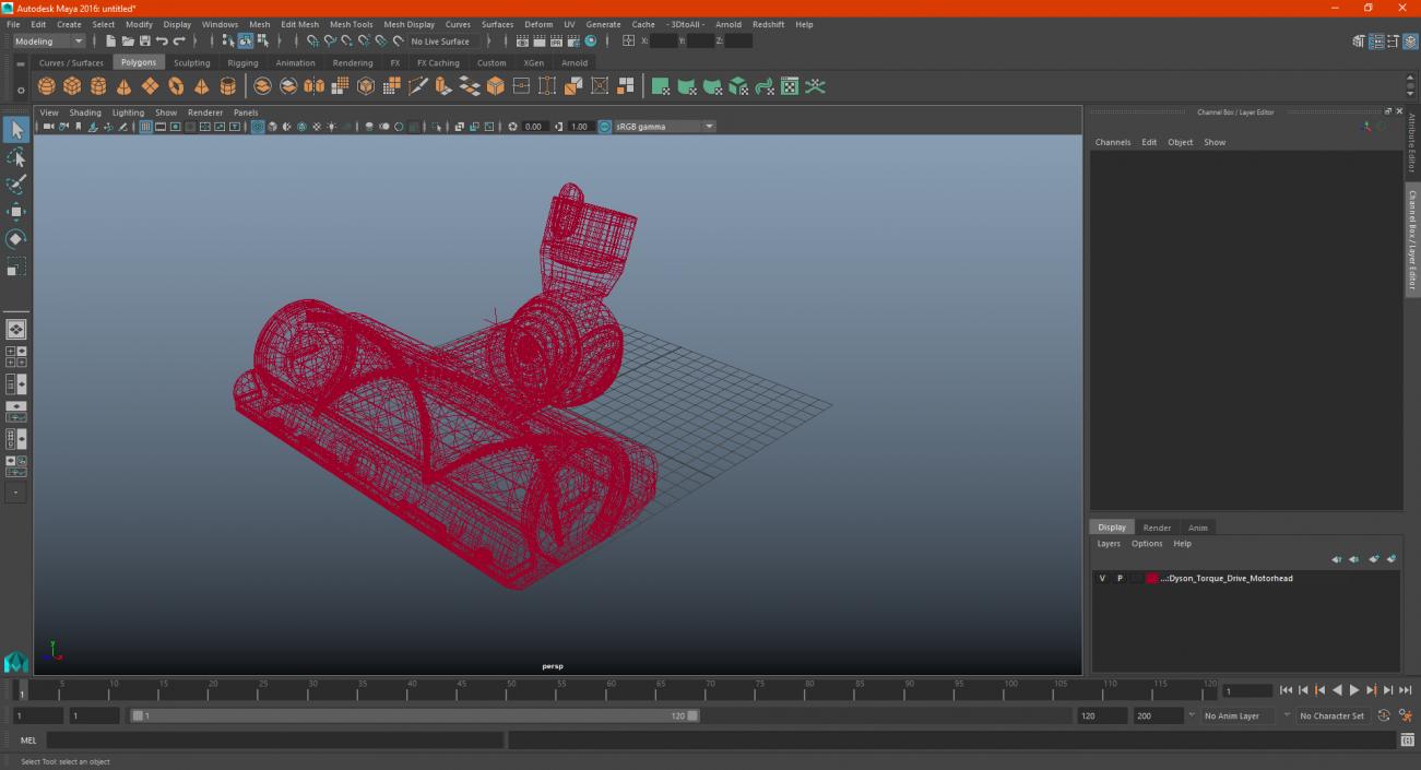 3D Dyson Torque Drive Motorhead model