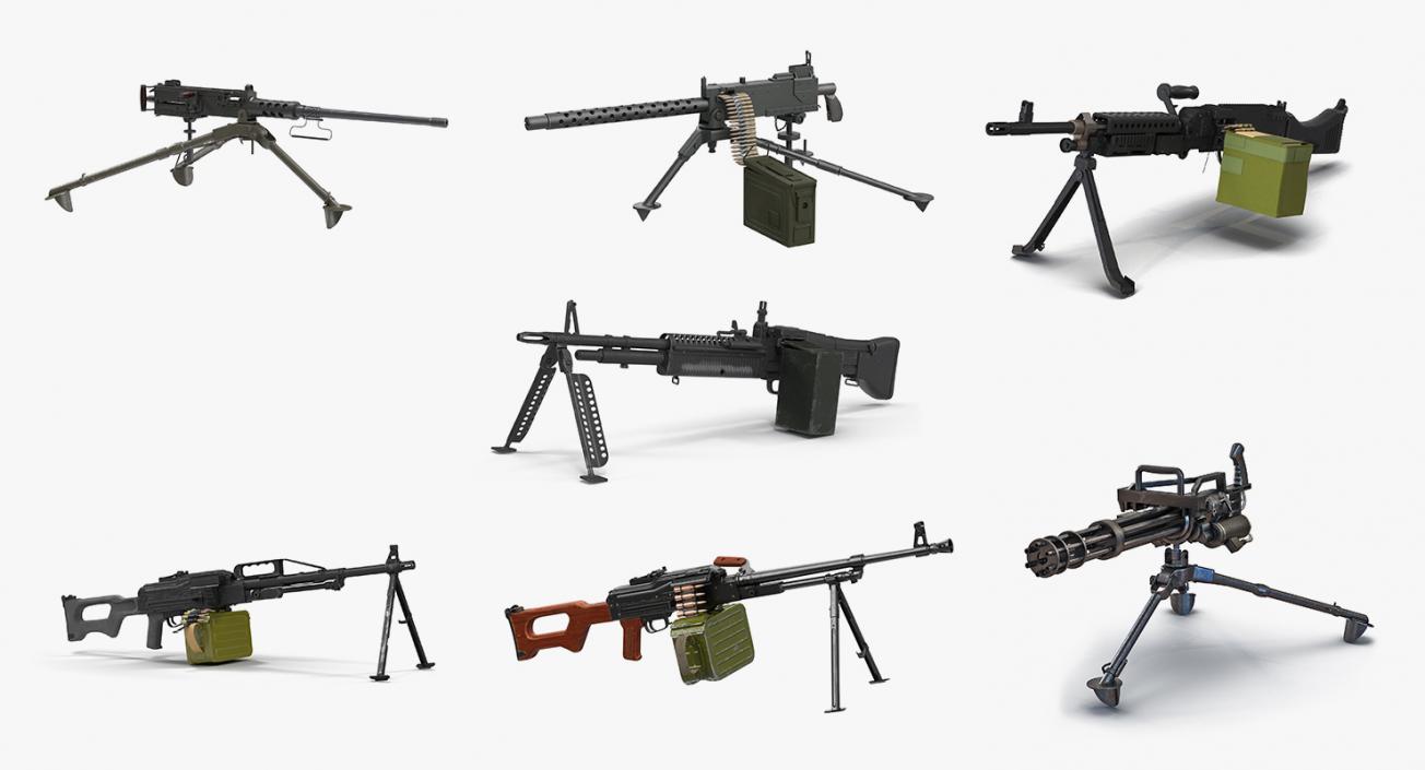 3D Machine Guns Collection model