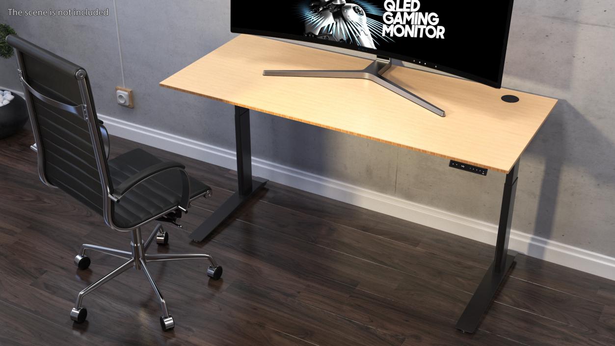 Yellow Standing Desk Workstation 3D