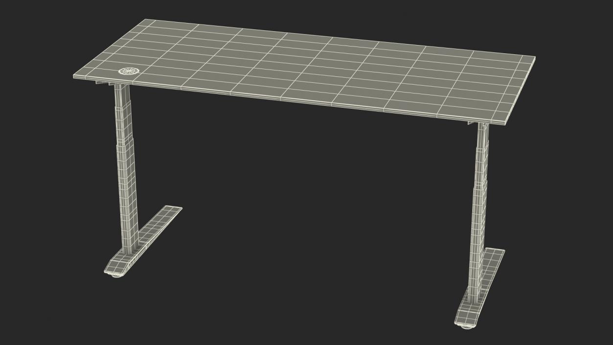 Yellow Standing Desk Workstation 3D