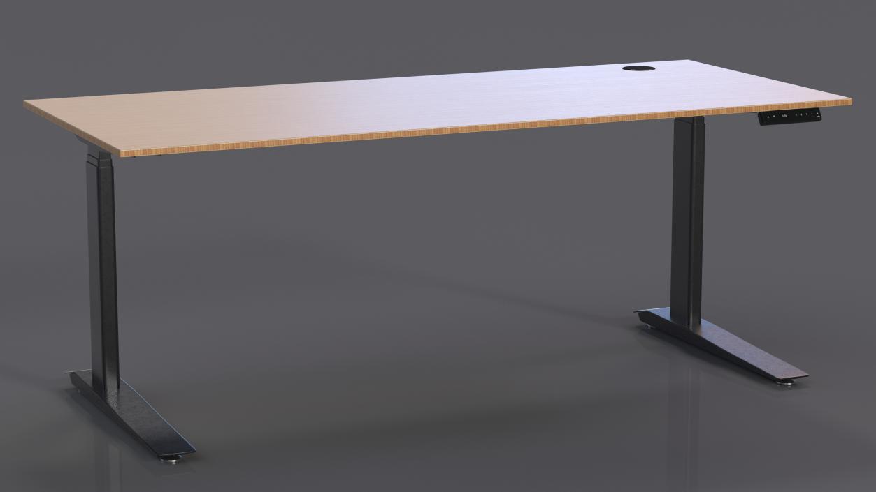 Yellow Standing Desk Workstation 3D