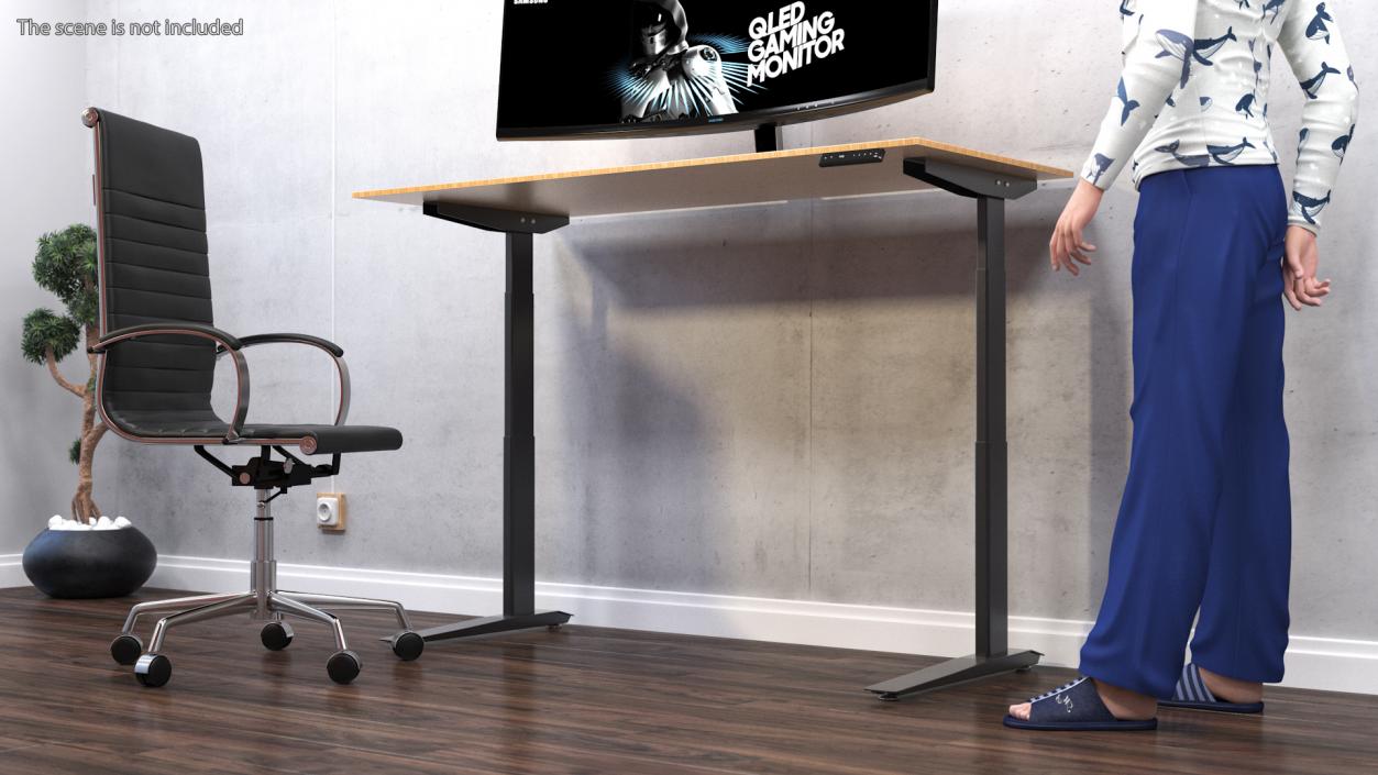 Yellow Standing Desk Workstation 3D