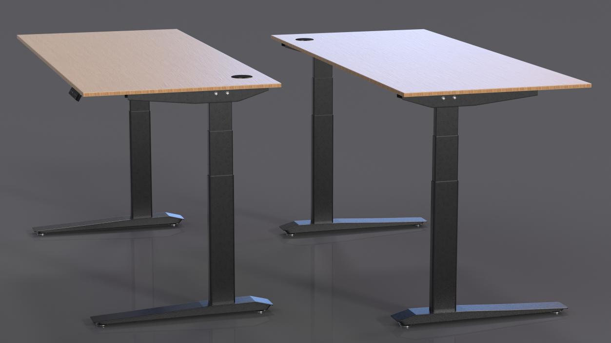 Yellow Standing Desk Workstation 3D