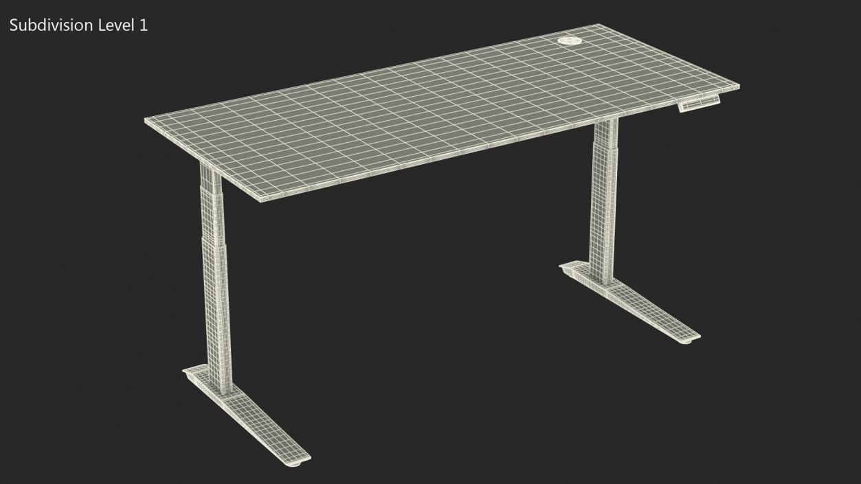 Yellow Standing Desk Workstation 3D