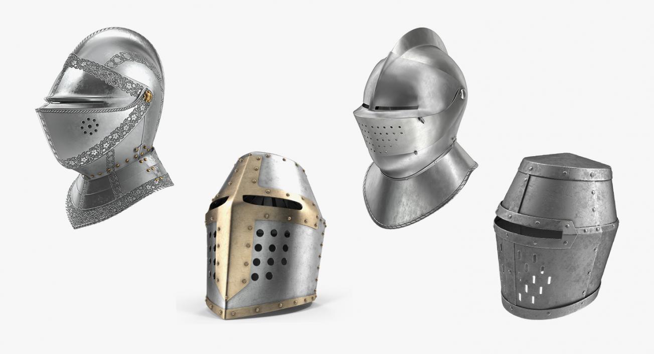 Knight Closed Helmets Collection 3D