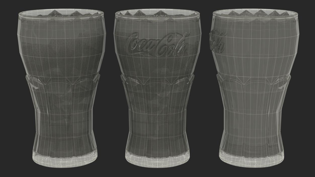 3D Glass of Coca Cola with Ice Cubes model