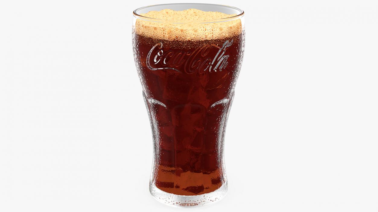 3D Glass of Coca Cola with Ice Cubes model