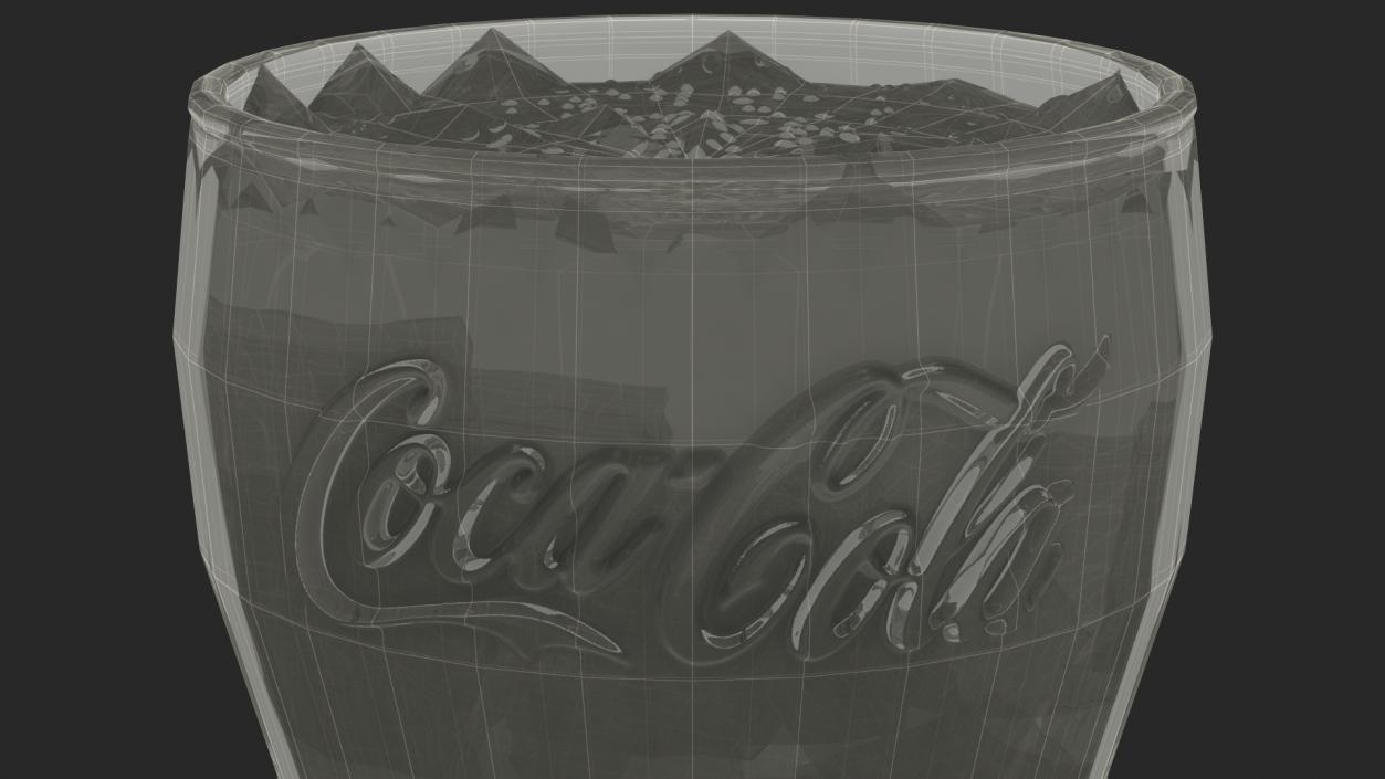 3D Glass of Coca Cola with Ice Cubes model