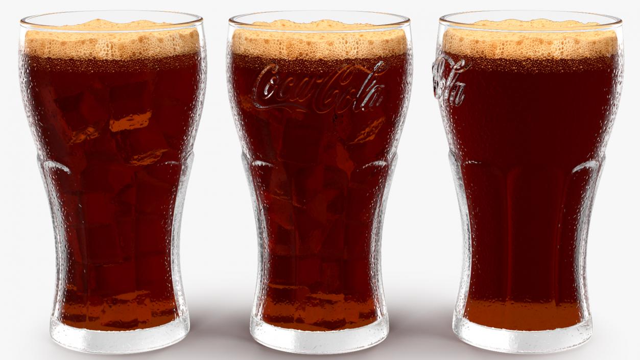 3D Glass of Coca Cola with Ice Cubes model