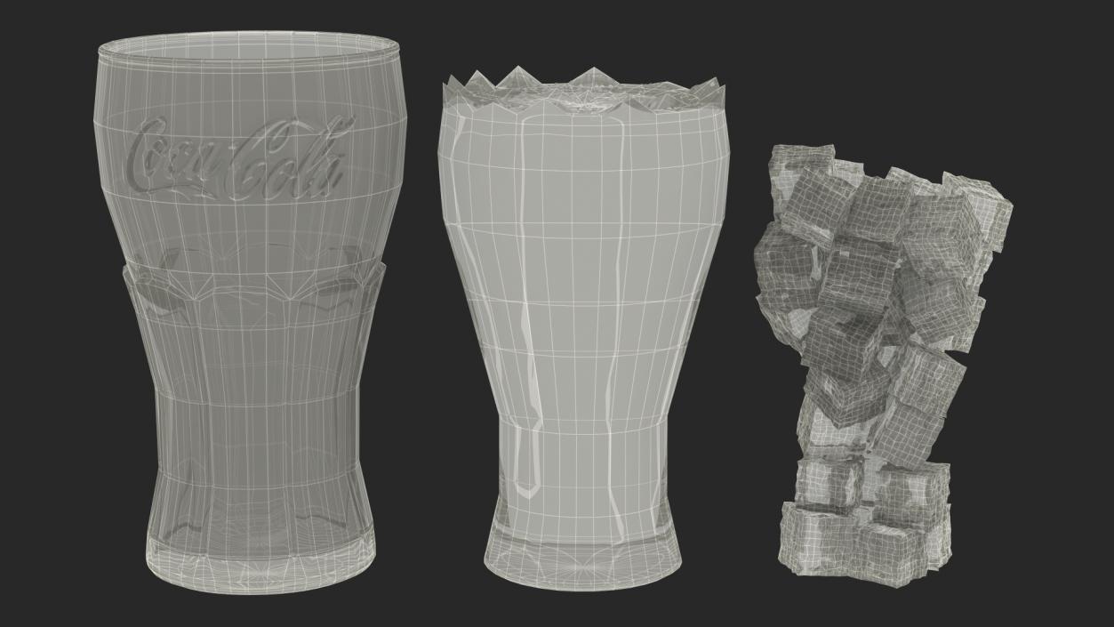 3D Glass of Coca Cola with Ice Cubes model