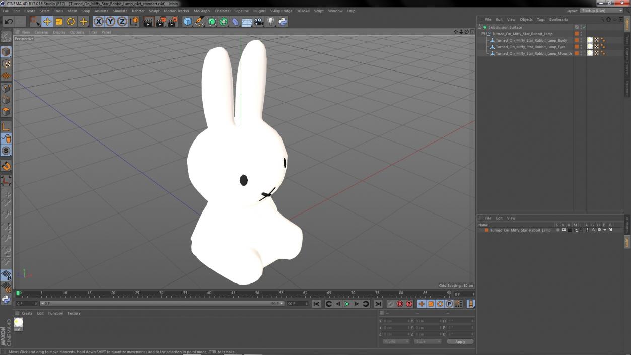 Turned On Miffy Star Rabbit Lamp 3D