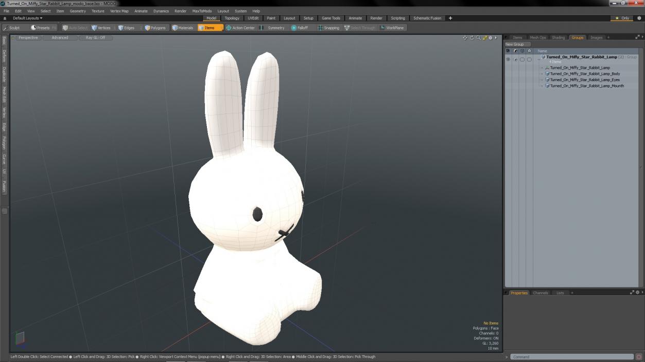 Turned On Miffy Star Rabbit Lamp 3D