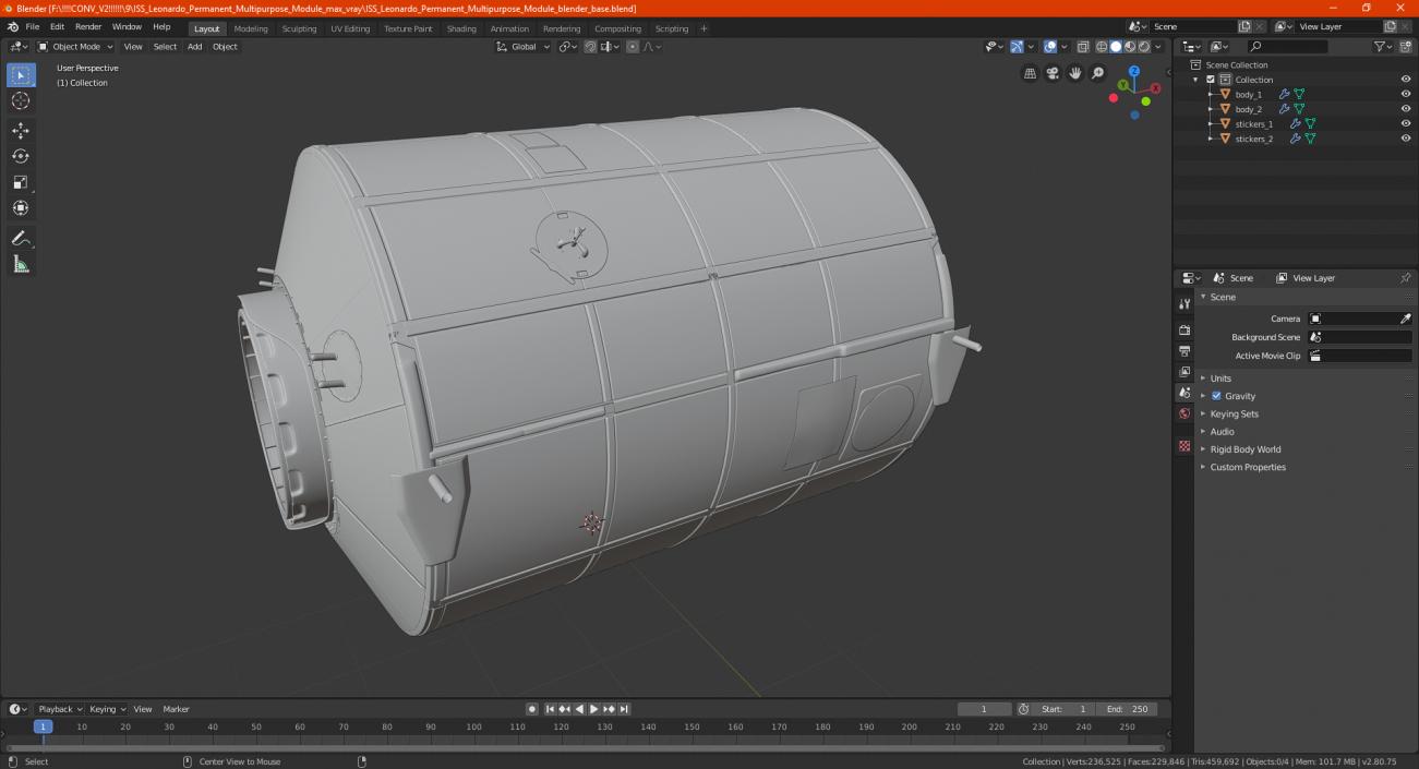 ISS Leonardo Permanent Multipurpose Module 3D