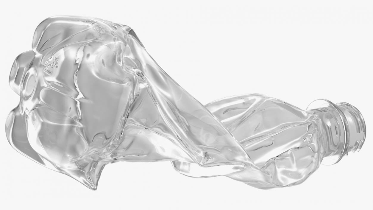 Crushed Empty Plastic Bottle White 3D model