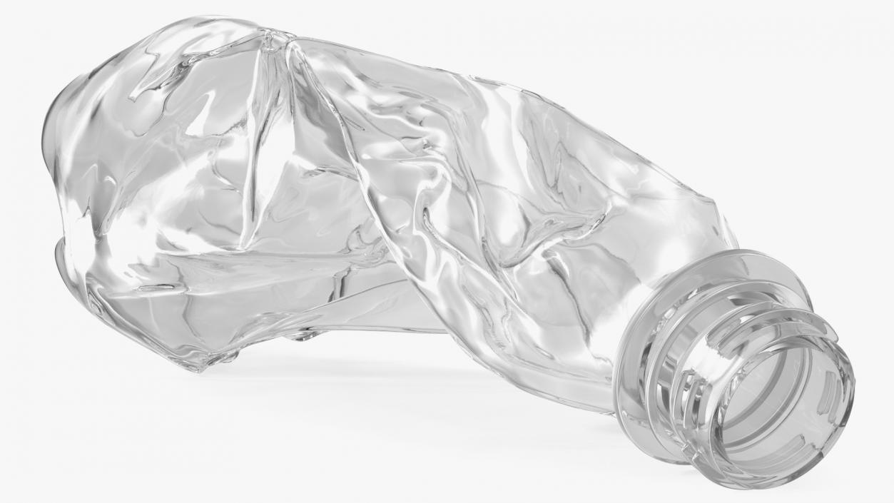 Crushed Empty Plastic Bottle White 3D model