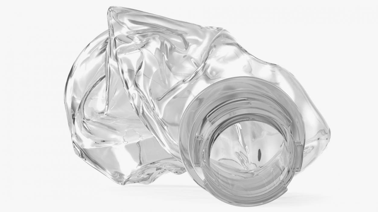 Crushed Empty Plastic Bottle White 3D model