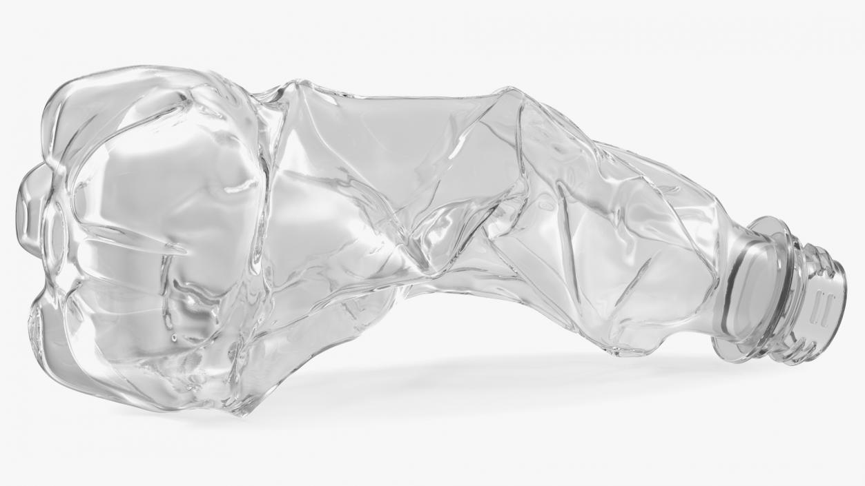 Crushed Empty Plastic Bottle White 3D model