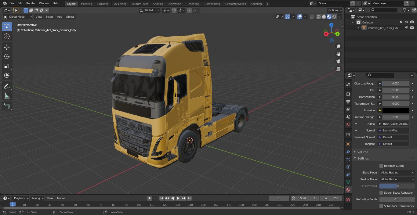 3D Cabover 4x2 Truck Exterior Only