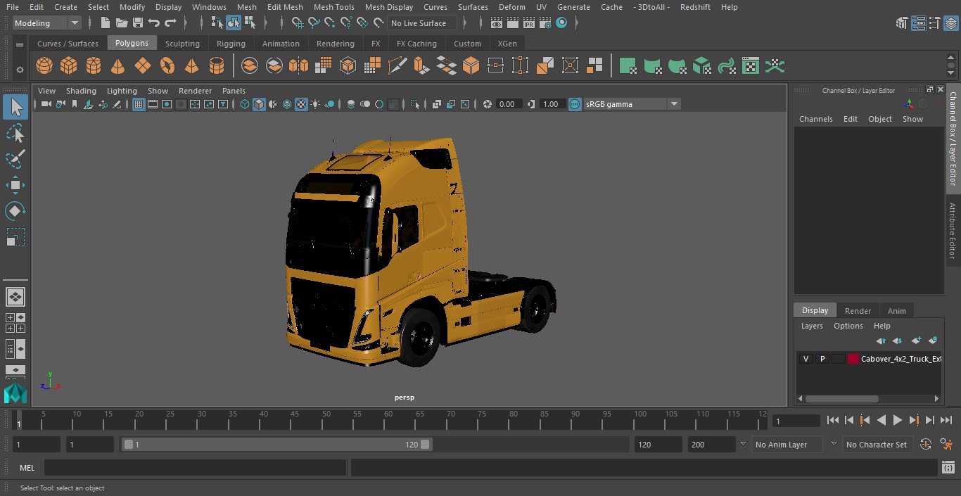 3D Cabover 4x2 Truck Exterior Only