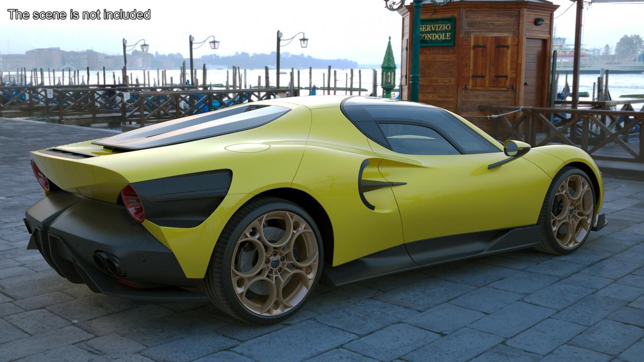 3D Luxury Sports Coupe Concept Yellow 2