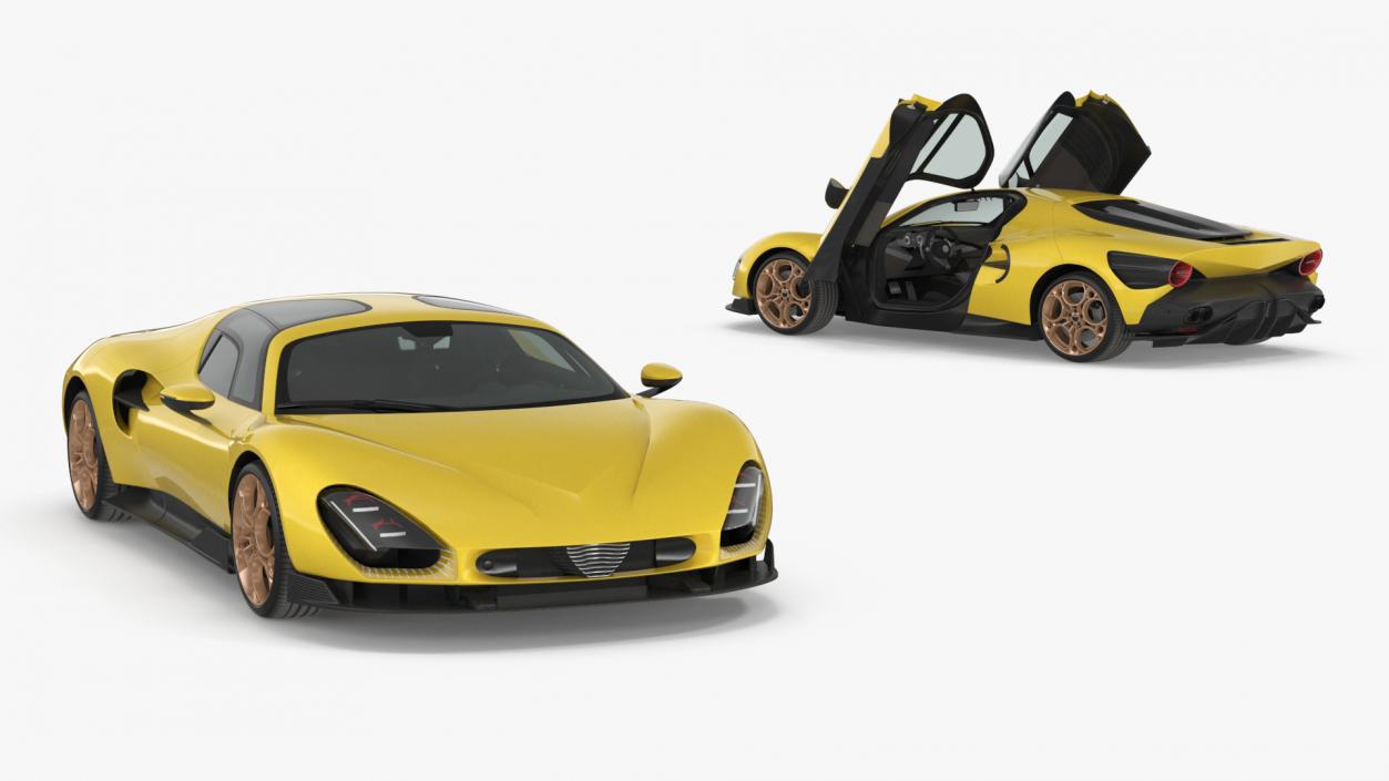 3D Luxury Sports Coupe Concept Yellow 2