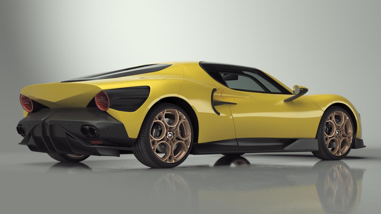 3D Luxury Sports Coupe Concept Yellow 2