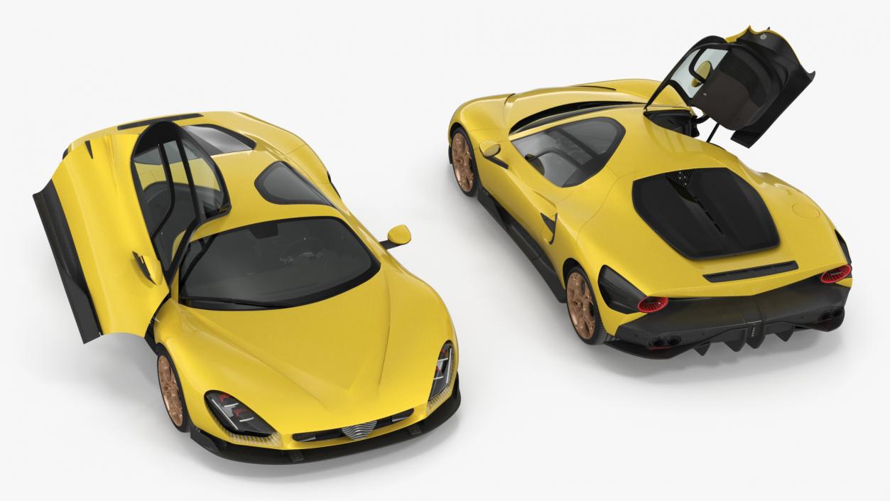 3D Luxury Sports Coupe Concept Yellow 2