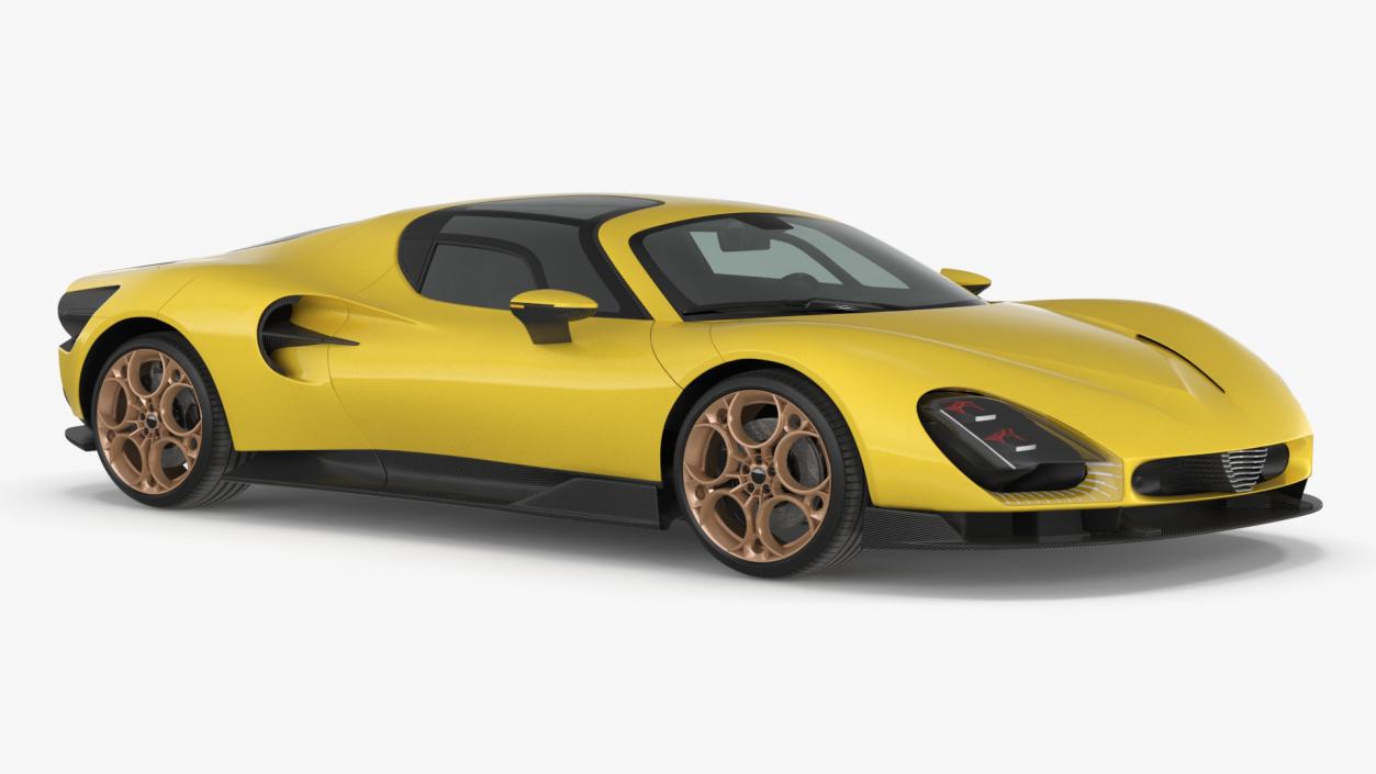 3D Luxury Sports Coupe Concept Yellow 2