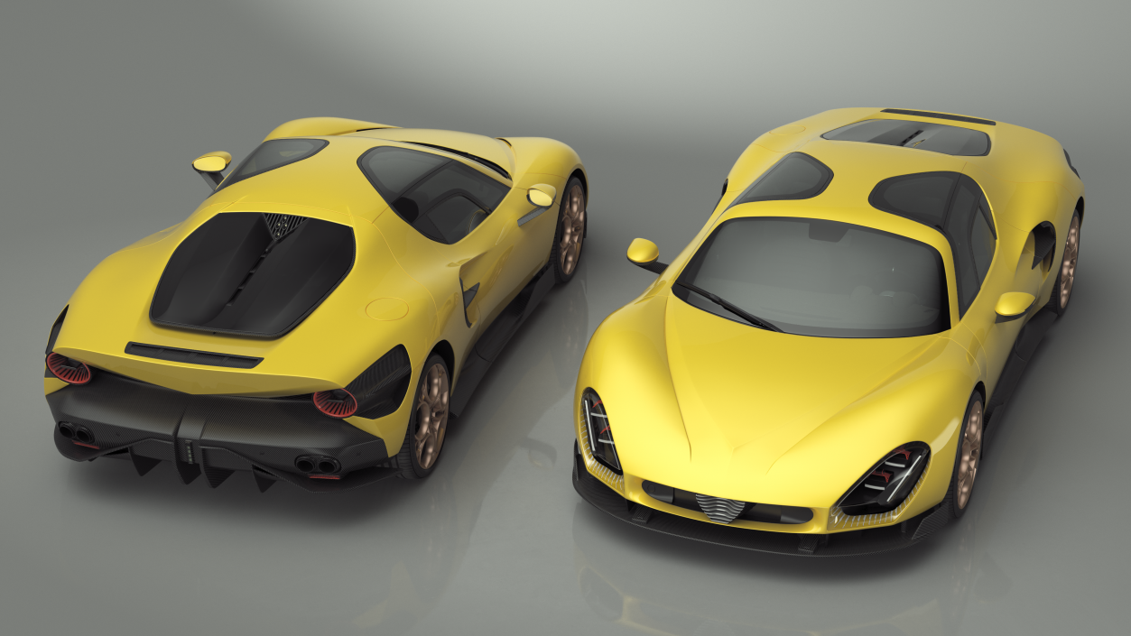 3D Luxury Sports Coupe Concept Yellow 2