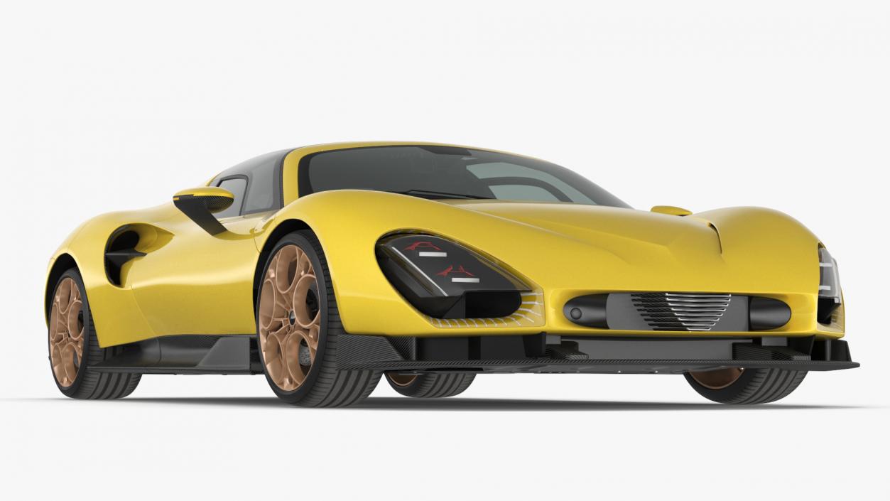 3D Luxury Sports Coupe Concept Yellow 2