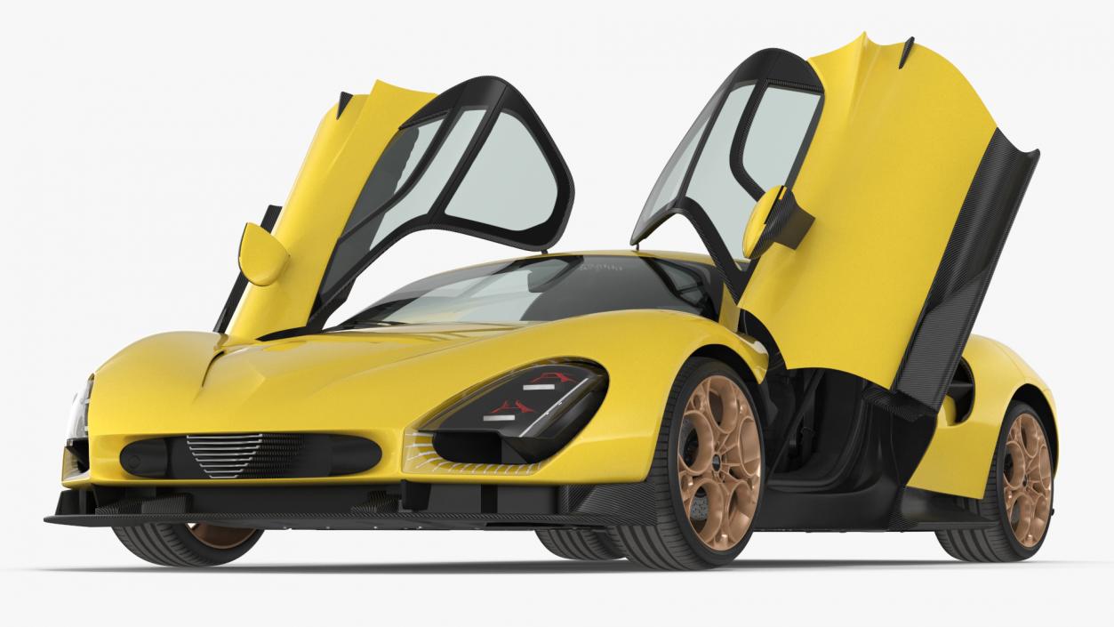 3D Luxury Sports Coupe Concept Yellow 2