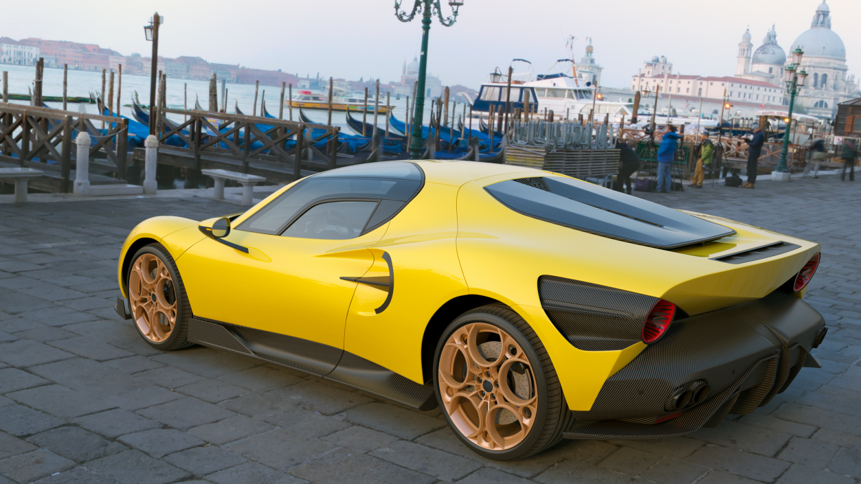 3D Luxury Sports Coupe Concept Yellow 2