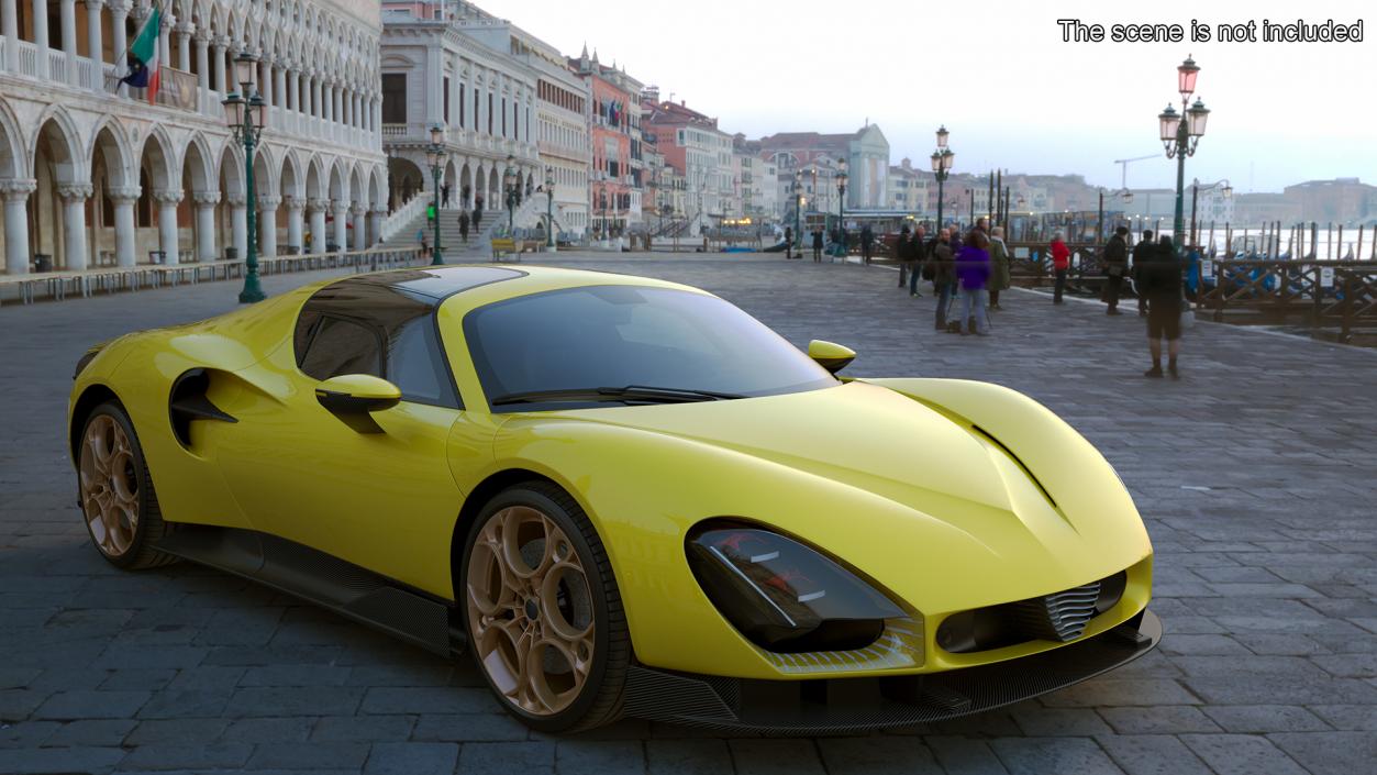 3D Luxury Sports Coupe Concept Yellow 2